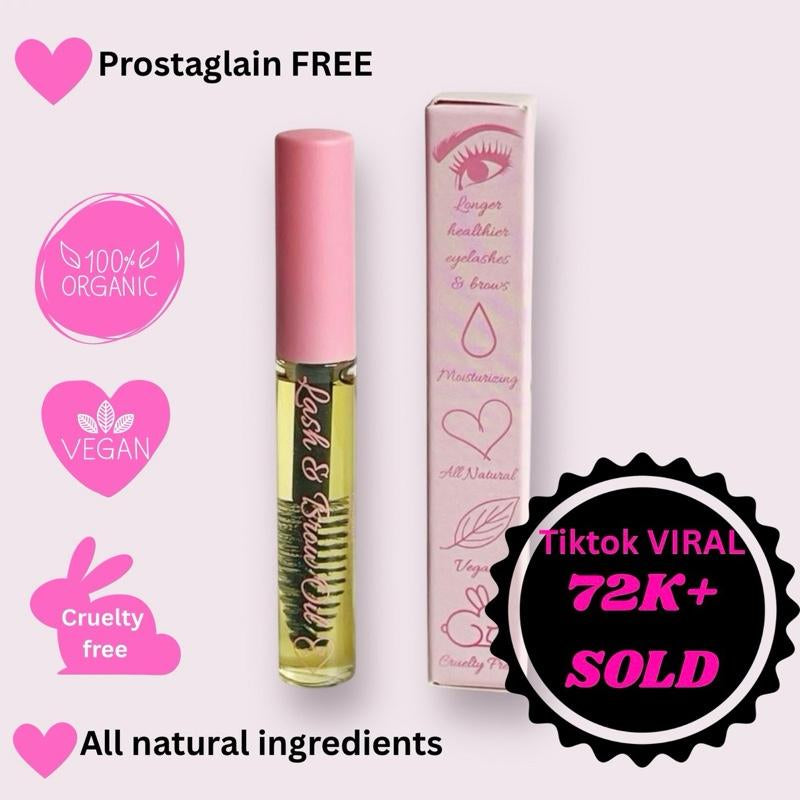 Lash & Brow Growth Oil , Serum for Eyelashes & Eyebrows | Vegan | All Natural | Prostaglandin Free | Thicker Longer Eyelashes | Natural Hexane Free Castor Oil | Rosemary Oil | Sensitive | Hydrating | Nourishing Blend
