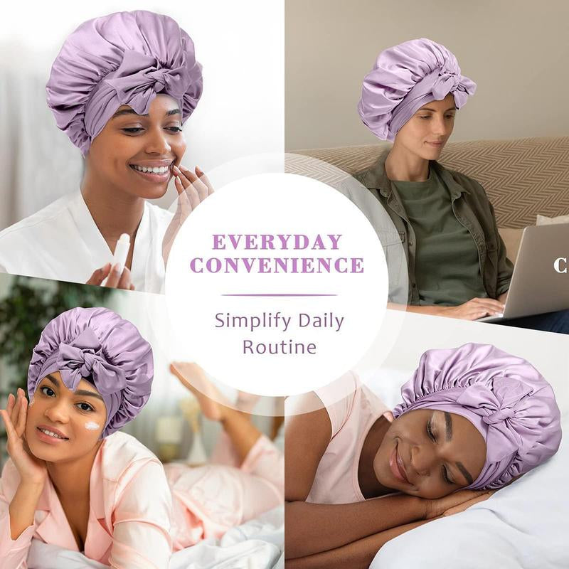 Single Layer Summer Cool Satin Bonnet Silk like Texture for Women Curly Hair Hair Care Wrap Sleeping Cap Adjustable Bonnets Nightcap Gifts for Women