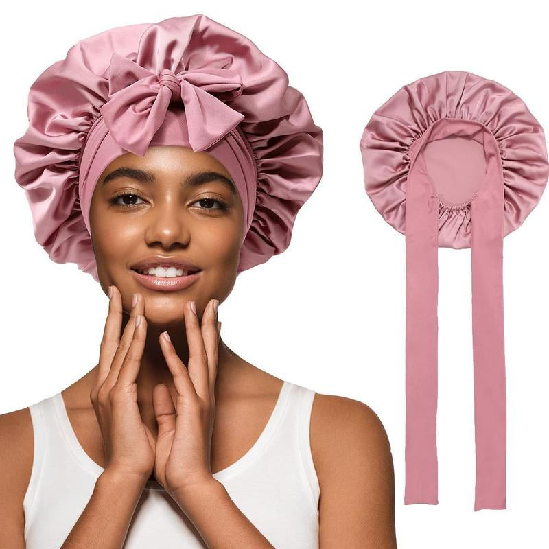 Single Layer Summer Cool Satin Bonnet Silk like Texture for Women Curly Hair Hair Care Wrap Sleeping Cap Adjustable Bonnets Nightcap Gifts for Women