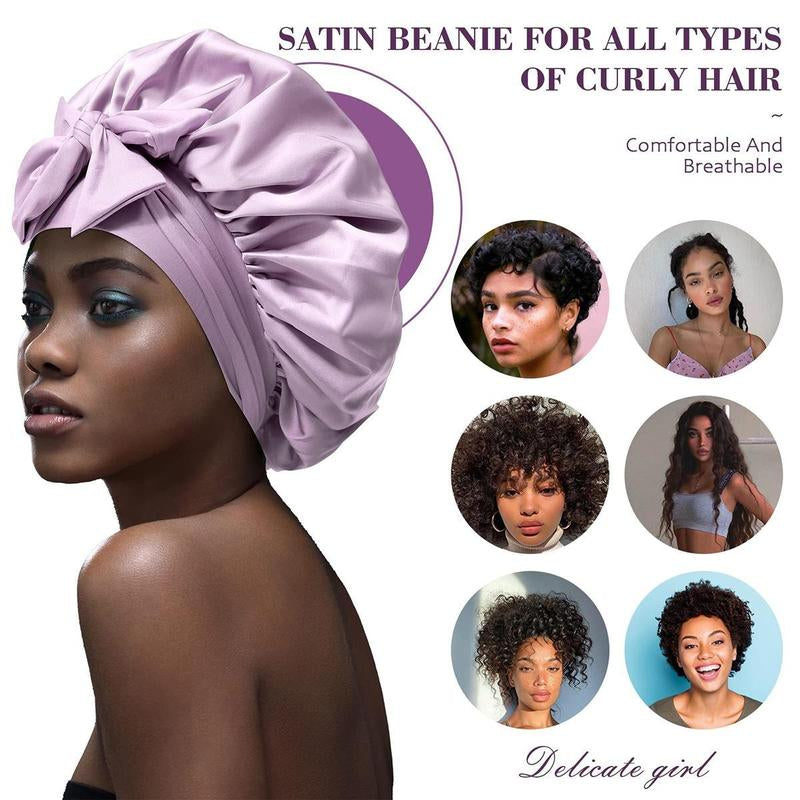 Single Layer Summer Cool Satin Bonnet Silk like Texture for Women Curly Hair Hair Care Wrap Sleeping Cap Adjustable Bonnets Nightcap Gifts for Women