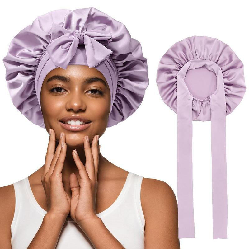 Single Layer Summer Cool Satin Bonnet Silk like Texture for Women Curly Hair Hair Care Wrap Sleeping Cap Adjustable Bonnets Nightcap Gifts for Women