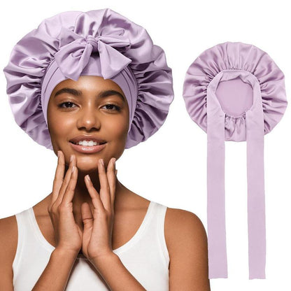 Single Layer Summer Cool Satin Bonnet Silk like Texture for Women Curly Hair Hair Care Wrap Sleeping Cap Adjustable Bonnets Nightcap Gifts for Women