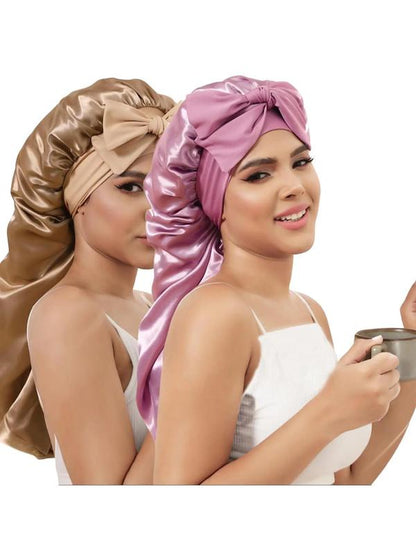 Women'S Durable Simple Style Solid Color Night Cap, Hair Care Cap with Elastic Band, Casual Hair Cap for Daily Use, Sleeping Cap
