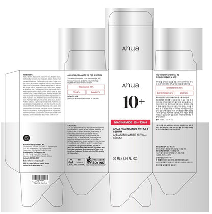 Niacinamide 10 + TXA 4 Serum, Hyaluronic Acid, Tranexamic Acid, Facial Serum for Glass Skin, Clarifying, Radiant Complexion with Natural Color, Korean Skin Care (30Ml /1.01 Fl.Oz)