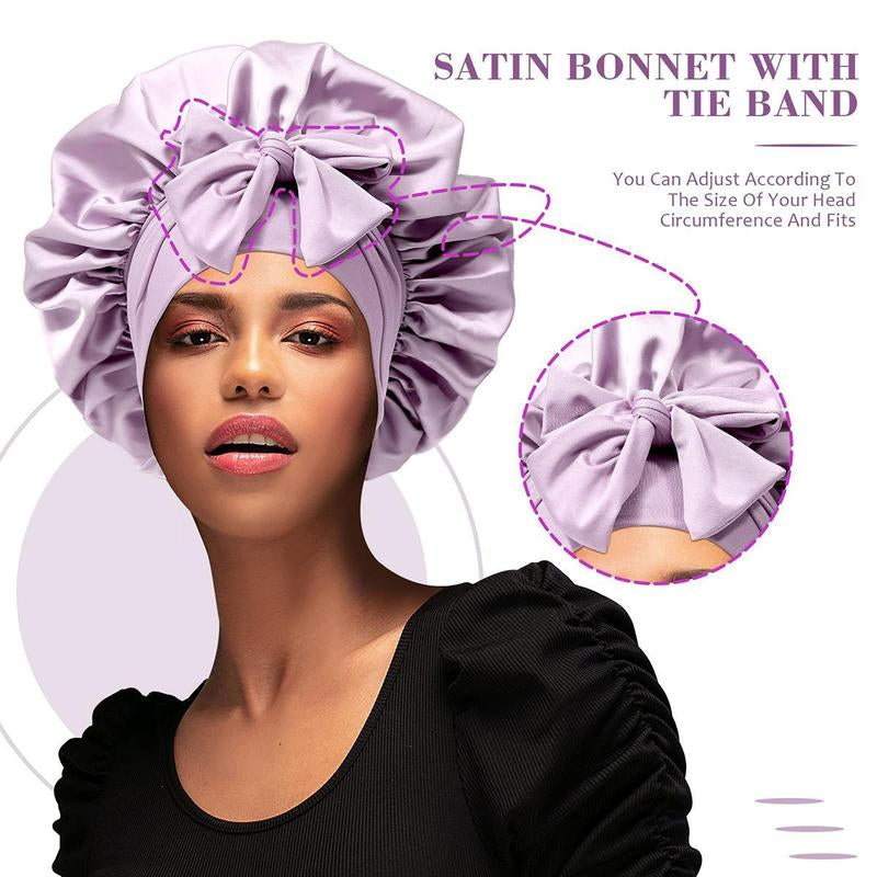 Single Layer Summer Cool Satin Bonnet Silk like Texture for Women Curly Hair Hair Care Wrap Sleeping Cap Adjustable Bonnets Nightcap Gifts for Women