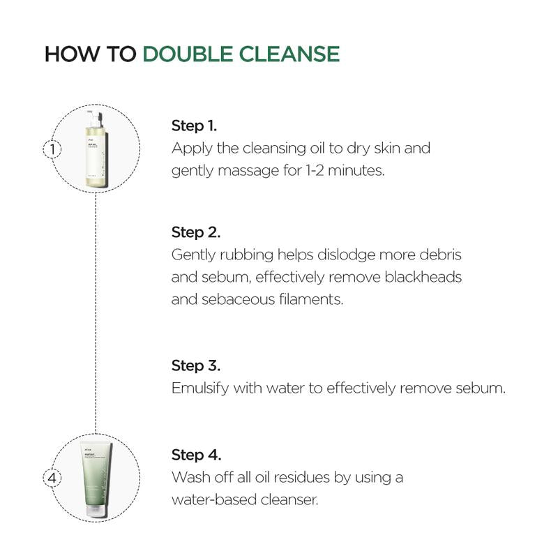 Anua Official Heartleaf Pore Control Cleansing Oil & Quercetinol Cleansing Foam - 100M Viral Double Cleanser Duo for Clear Hydrated Skin Exfoliate Blackheads