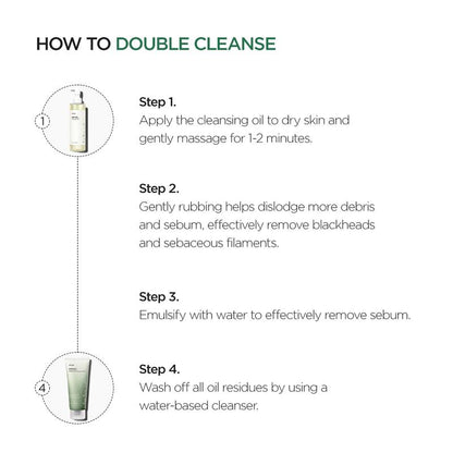 Anua Official Heartleaf Pore Control Cleansing Oil & Quercetinol Cleansing Foam - 100M Viral Double Cleanser Duo for Clear Hydrated Skin Exfoliate Blackheads