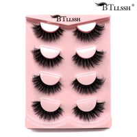 Thick False Eyelashes, Wispy Cat Eye Look Faux Cluster Lashes, Natural Curling Eye Makeup Strip Lash for Women & Girls