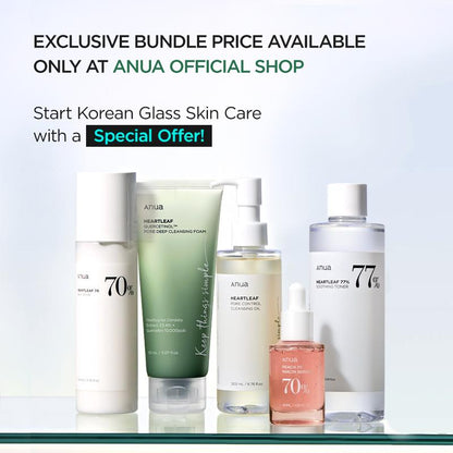 [Anua Official Shop] Korean Glass Skin Set (Daily Skincare Routine for Clear Skin) Cleanser + Foam + Toner + Serum + Moisturizer