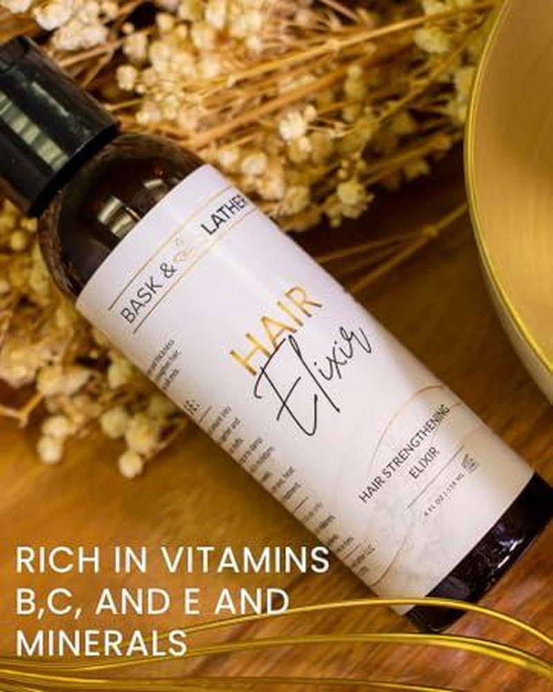 Scalp Stimulator & Hair Elixir Bundle: Growth & Length Retention with Castor Oil, Peppermint, and Rosemary - Natural Heat Protectant Treatment