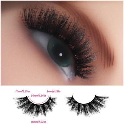 Long False Eyelashes, Wispy Cat Eye Look Faux Cluster Lashes, Natural Curling Eye Makeup Strip Lashes, Full Volume Eyelash for Lashes Extensions