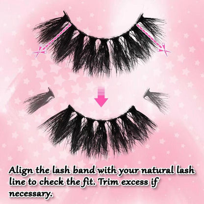 Long False Eyelashes, Wispy Cat Eye Look Faux Cluster Lashes, Natural Curling Eye Makeup Strip Lashes, Full Volume Eyelash for Lashes Extensions