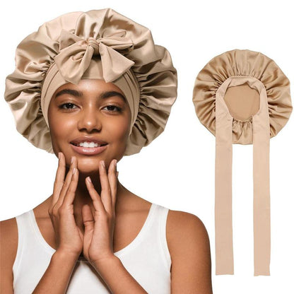 Single Layer Summer Cool Satin Bonnet Silk like Texture for Women Curly Hair Hair Care Wrap Sleeping Cap Adjustable Bonnets Nightcap Gifts for Women
