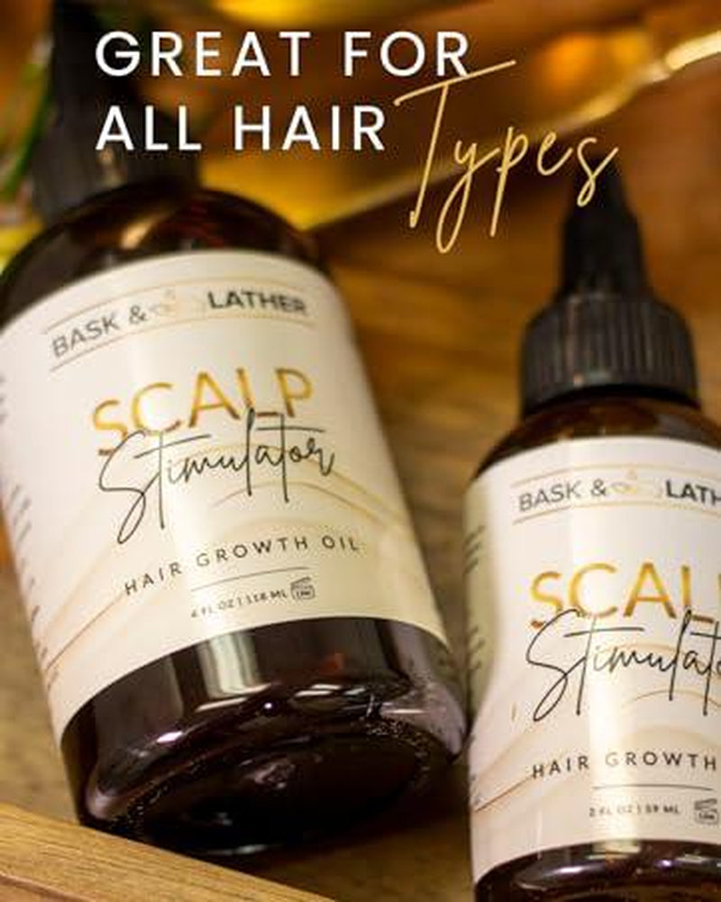 Scalp Stimulator & Hair Elixir Bundle: Growth & Length Retention with Castor Oil, Peppermint, and Rosemary - Natural Heat Protectant Treatment