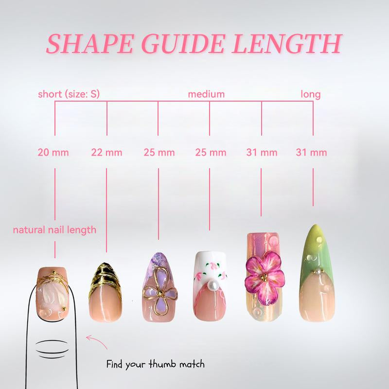 Nailmalls｜Wild CHERRY BLOOM 10PCS Handmade Press on Nails REUSABLE 3D Gel Fake Nails Acrylic Press Nails /Get Perfect Press-On Nails