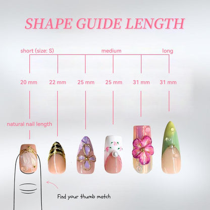 Nailmalls｜Wild CHERRY BLOOM 10PCS Handmade Press on Nails REUSABLE 3D Gel Fake Nails Acrylic Press Nails /Get Perfect Press-On Nails
