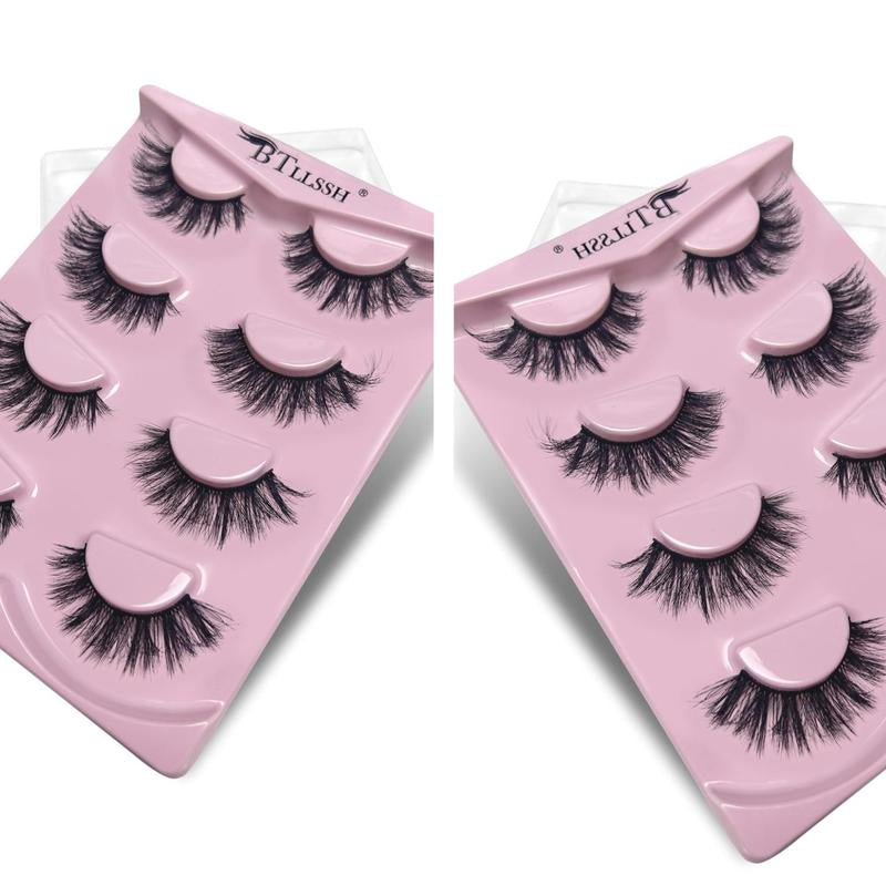 Long False Eyelashes, Wispy Cat Eye Look Faux Cluster Lashes, Natural Curling Eye Makeup Strip Lashes, Full Volume Eyelash for Lashes Extensions