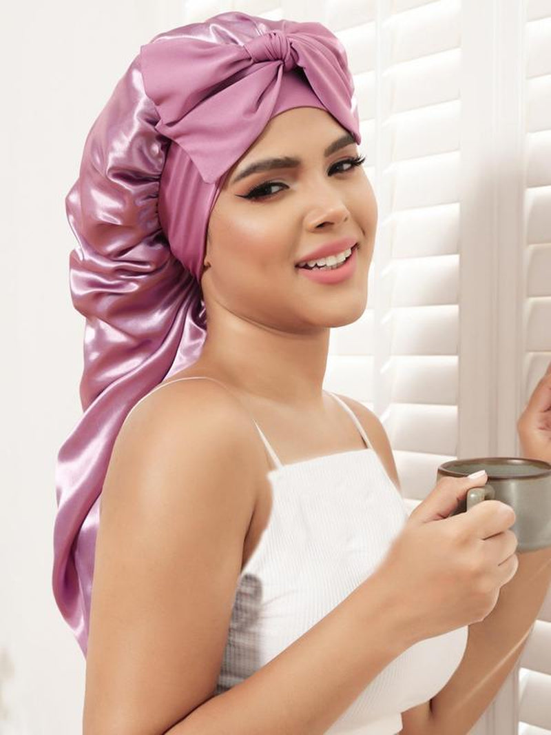 Women'S Durable Simple Style Solid Color Night Cap, Hair Care Cap with Elastic Band, Casual Hair Cap for Daily Use, Sleeping Cap