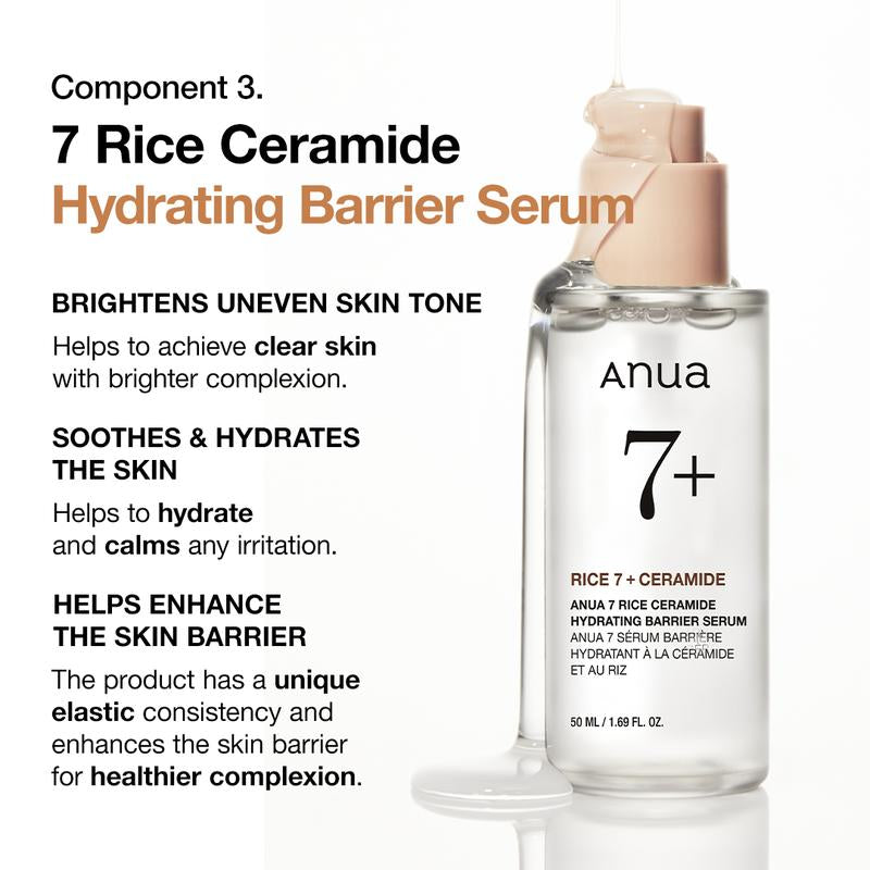 [Anua Official Shop] No.1 Korean Rice Glass Skin Set ｜Rice Enzyme Mask, Facial Cleanser, Lightweight Milky Toner, Brightening Serum, Comfort Skincare
