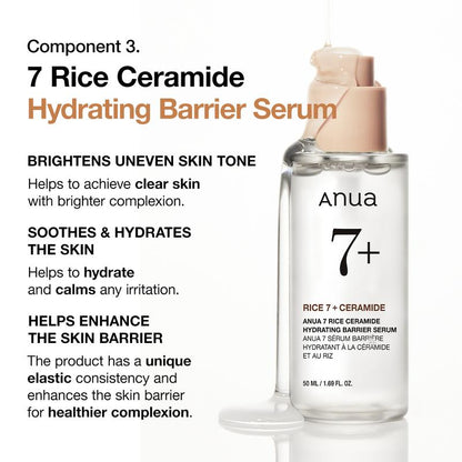 [Anua Official Shop] No.1 Korean Rice Glass Skin Set ｜Rice Enzyme Mask, Facial Cleanser, Lightweight Milky Toner, Brightening Serum, Comfort Skincare