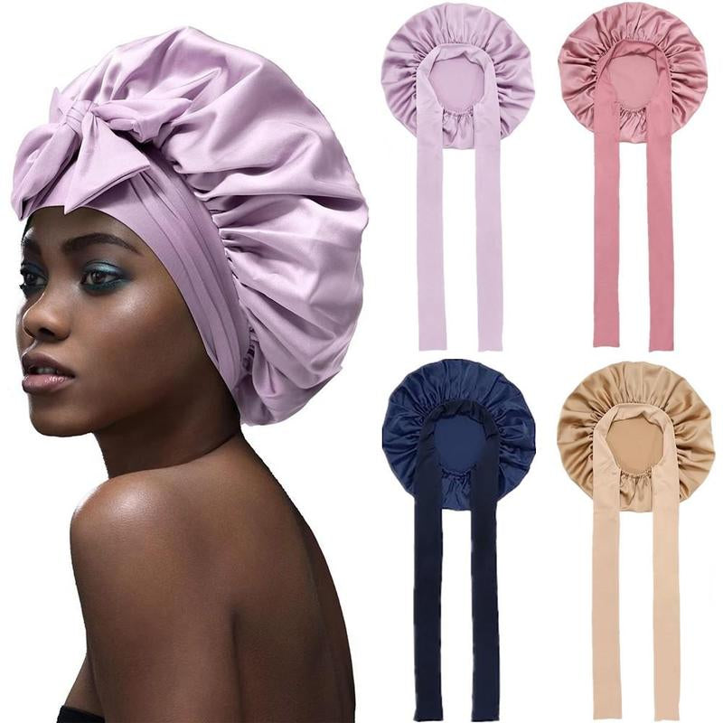 Single Layer Summer Cool Satin Bonnet Silk like Texture for Women Curly Hair Hair Care Wrap Sleeping Cap Adjustable Bonnets Nightcap Gifts for Women