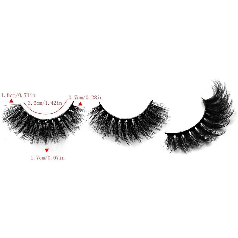 Thick False Eyelashes, Wispy Cat Eye Look Faux Cluster Lashes, Natural Curling Eye Makeup Strip Lash for Women & Girls