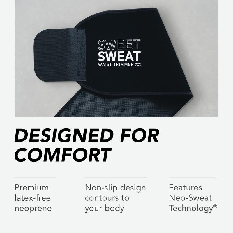 Sweet Sweat Ab Trainer for Women and Men - Sweat Band Waist Trainer Belt for High Intensity Training and Gym Workouts, 5 Adjustable Sizes - Black/Pink