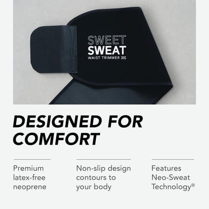 Sweet Sweat Ab Trainer for Women and Men - Sweat Band Waist Trainer Belt for High Intensity Training and Gym Workouts, 5 Adjustable Sizes - Black/Pink