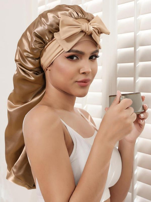 Women'S Durable Simple Style Solid Color Night Cap, Hair Care Cap with Elastic Band, Casual Hair Cap for Daily Use, Sleeping Cap